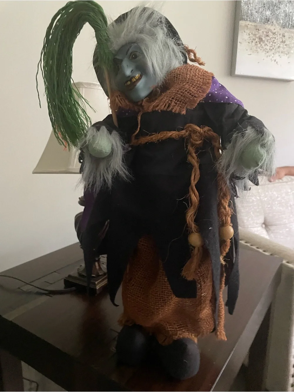 Halloween Witch Figurine Doll, Multicolor Fabric/Plastic, Polka Dot